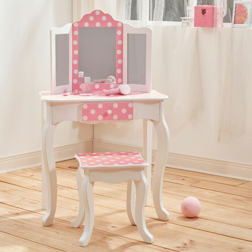 Gisele vanity table and stool set with sales mirror